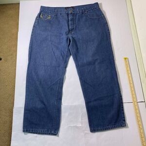 Remixed Jeans Men's 40x32 Straight Leg Blue Denim – Retro Y2K Style